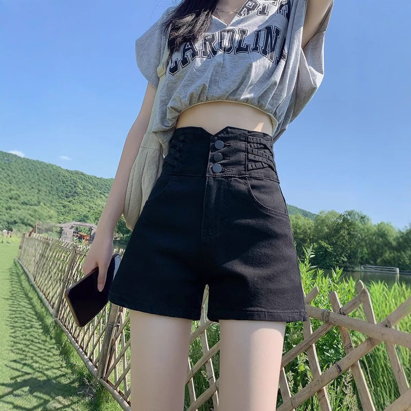 Shorts vaqueros retro de cintura alta para mujer