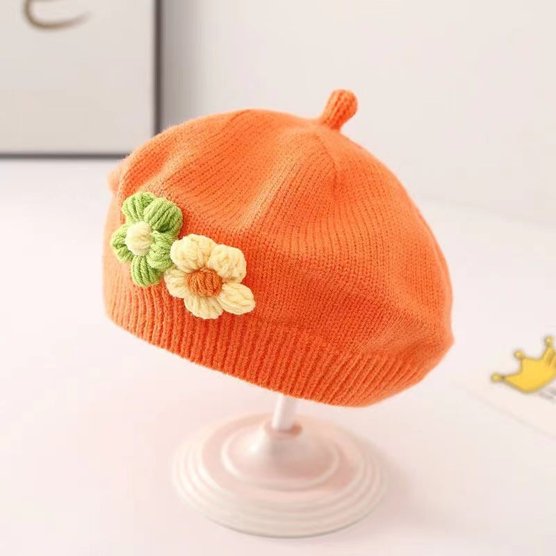 Gorro de niña Boina de punto de lana para bebé
