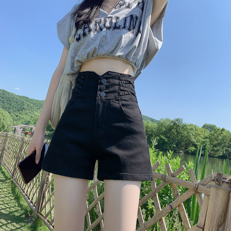 Shorts vaqueros retro de cintura alta para mujer