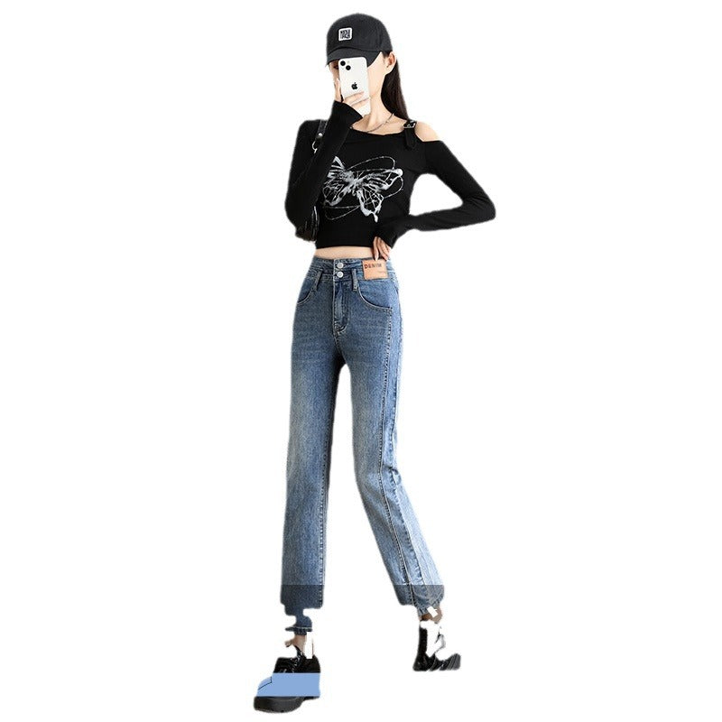 High Waist Slimming And Fashionable Design Popular Ankle-length Cigarette Pants