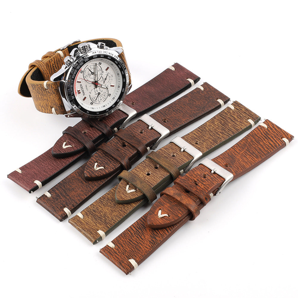 Correa de reloj de cuero versátil con estampado retro de cuello de vaca