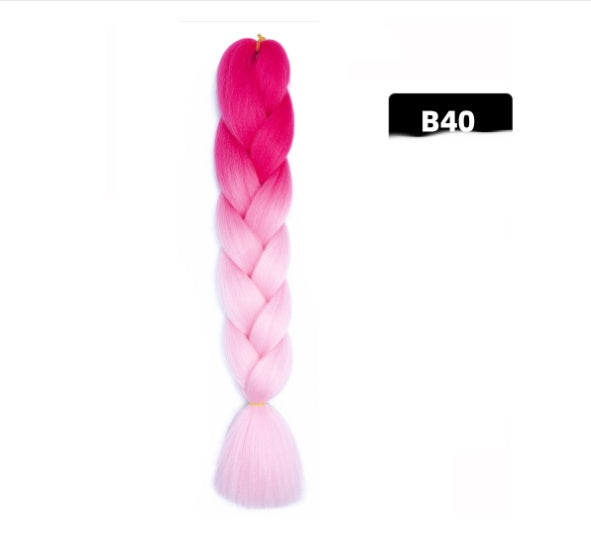 Peluca de seda africana de alta temperatura con fibra química y trenza grande en color degradado