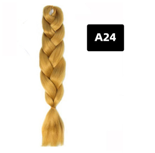 Peluca de seda africana de alta temperatura con fibra química y trenza grande en color degradado
