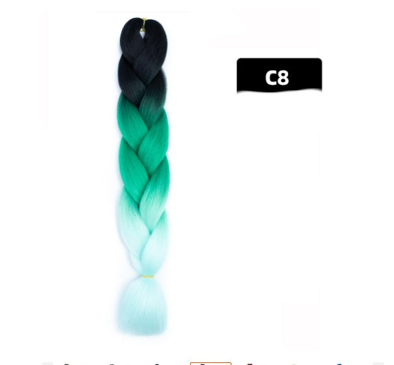 Peluca de seda africana de alta temperatura con fibra química y trenza grande en color degradado