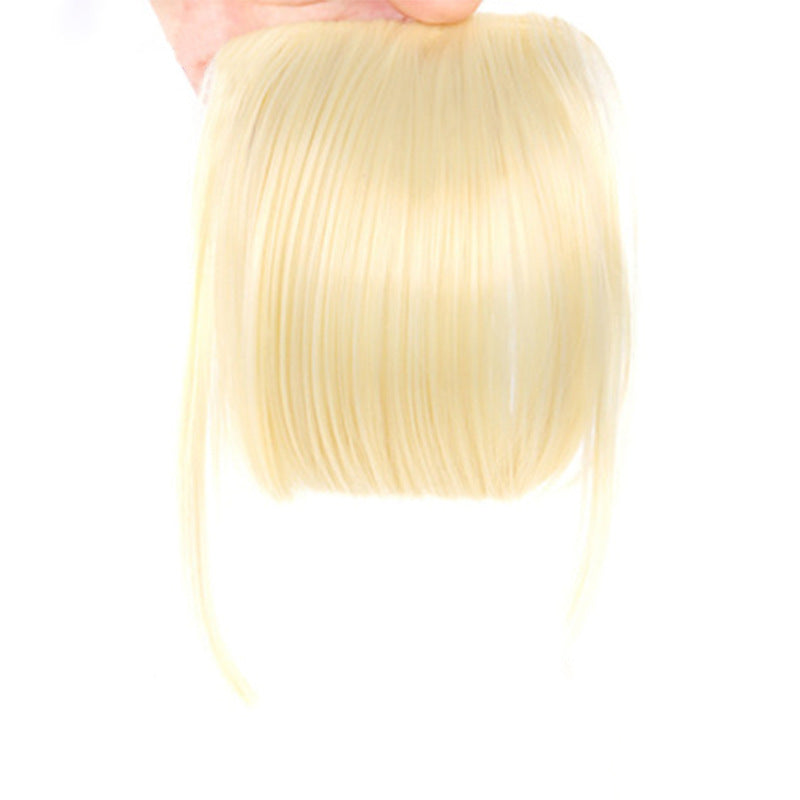 Peluca sintética de estilo europeo y americano con flequillo lateral y pinzas para el pelo para mujer.