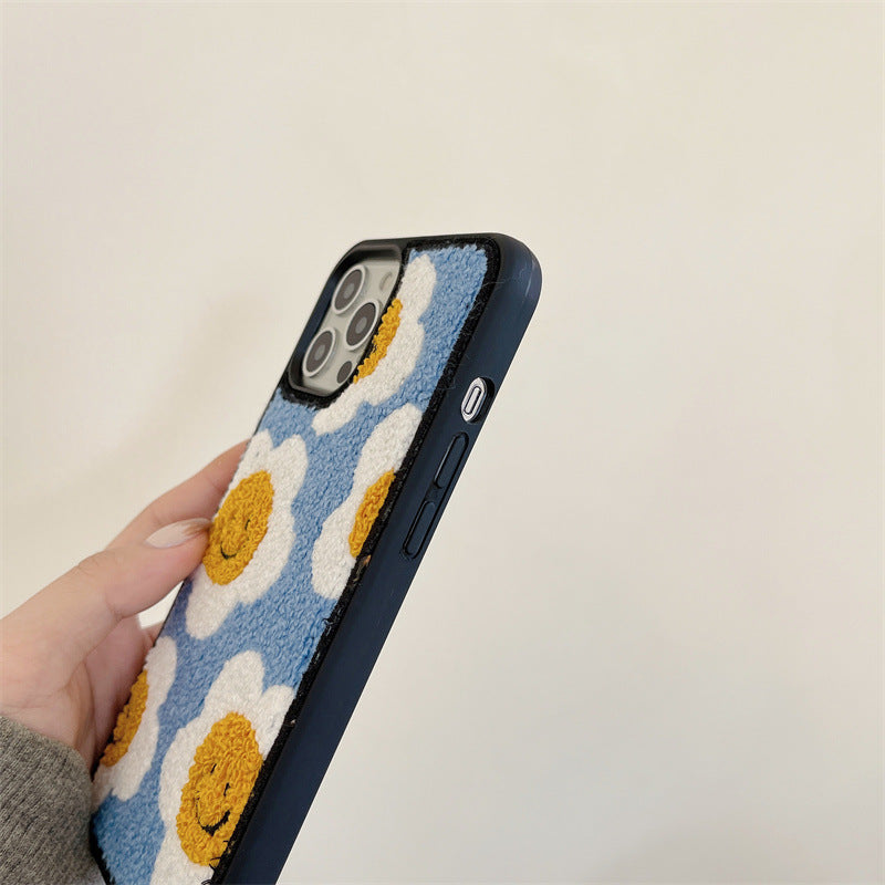 Funda de teléfono de felpa con flores creativa y sencilla