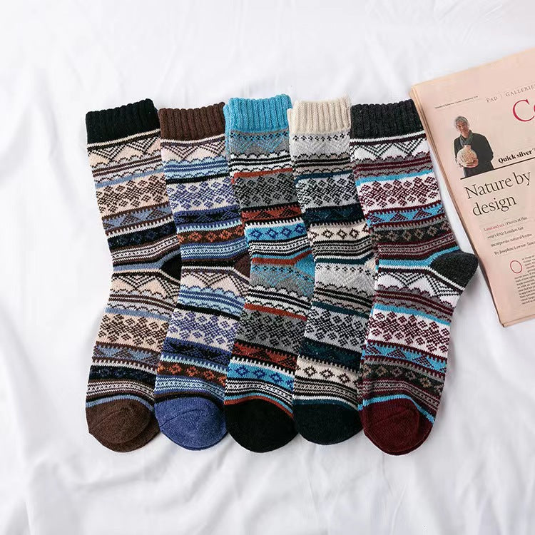 Calcetines de hombre de lana estilo étnico vintage para invierno