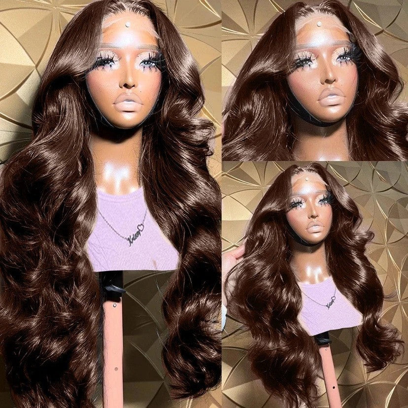 Peluca de encaje frontal para mujer, longitud media, ondas grandes, cabello largo y rizado