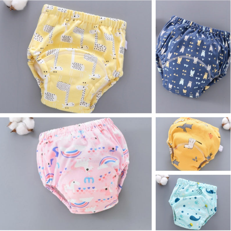 Pantalones de entrenamiento para bebé, lavables, de gasa de 6 capas, para cubrir pañales